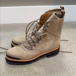 Marc Fisher Izzie Boot. Elegant Tan Women's Combat Boots